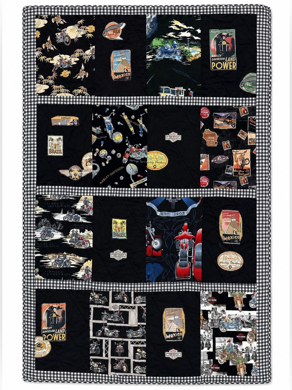 Harley-Davidson Handmade Custom Tori Richard Fabric Quilt Blanket